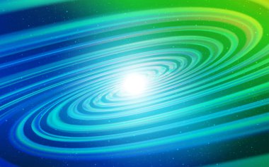 Açık mavi, galaksi yıldızları ile yeşil vektör arka plan.