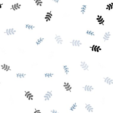 Yaprakları ile Açık Mavi vektör dikişsiz doodle arka plan.