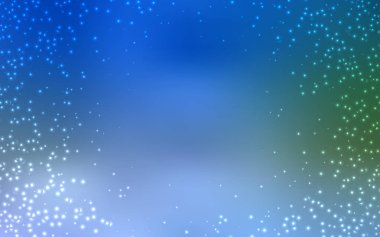 Açık mavi, yeşil vektör şablonu ile uzay yıldızları.