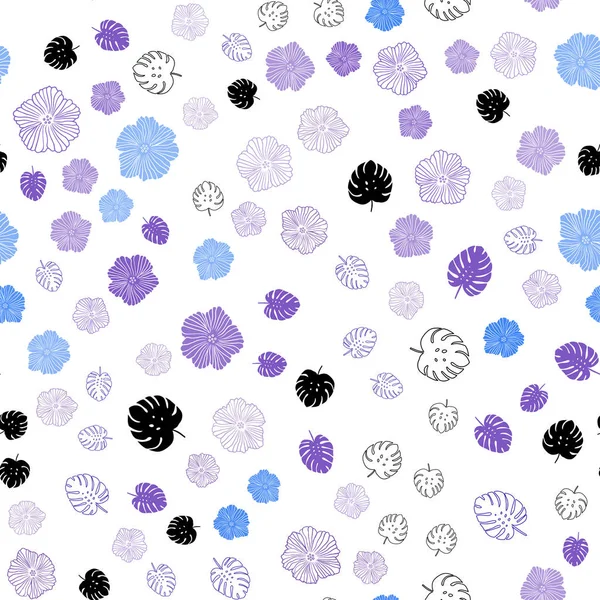 Açık Mavi, Kırmızı vektör yapraklar, çiçekler ile dikişsiz doodle doku. Beyaz arka plan üzerinde kabataslak karalamalar. Modaya uygun kumaş, duvar kağıtları için desen.