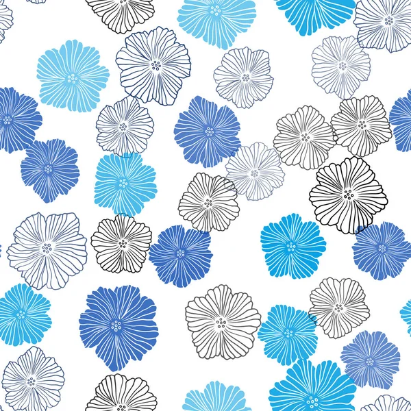 Hellblaue Vektor nahtlose Doodle-Textur mit Blumen. — Stockvektor