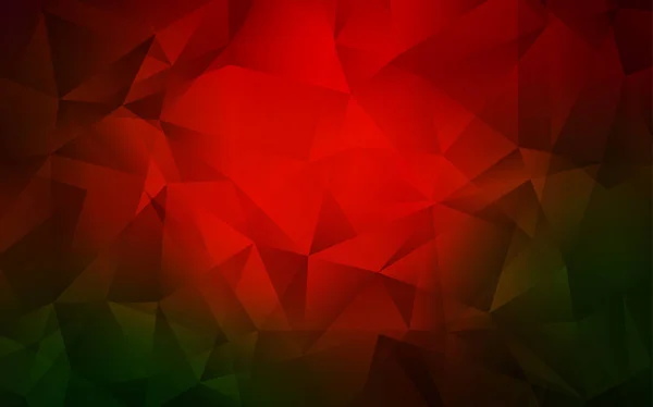 Verde Oscuro Vector Rojo Brillante Telón Fondo Triangular Ilustración Colores — Vector de stock