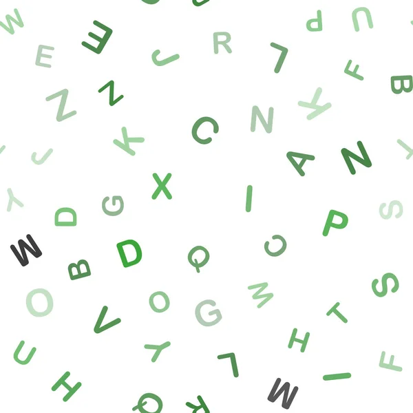 Hellgrüner Vektor Nahtloser Hintergrund Mit Englischen Symbolen Leuchtende Illustration Mit — Stockvektor