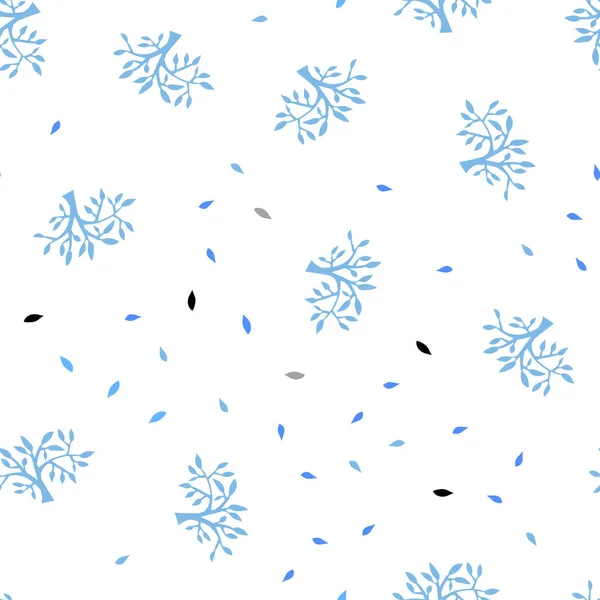 Yapraklar, dallar ile Açık Mavi vektör sorunsuz doodle düzeni. — Stok Vektör