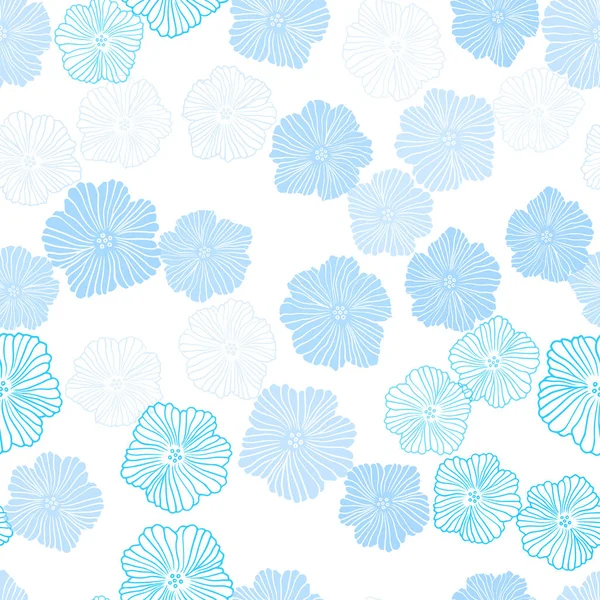 Modèle élégant sans couture vecteur bleu clair avec des fleurs . — Image vectorielle
