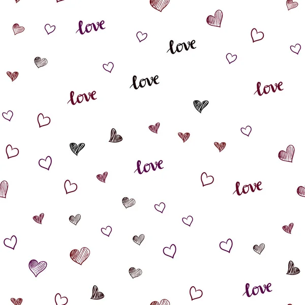 Vecteur violet foncé motif sans couture avec phrase LOVE YOU, coeurs . — Image vectorielle