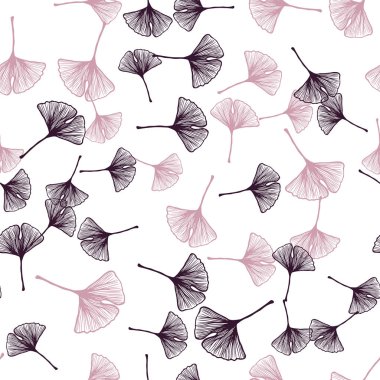 Koyu Mor, Pembe vektör dikişsiz zarif arka plan yaprakları ile.