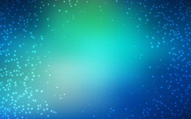 Açık mavi, kozmik yıldızlar ile yeşil vektör düzeni.