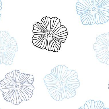 Çiçeklerle lacivert vektör dikişsiz doodle deseni.