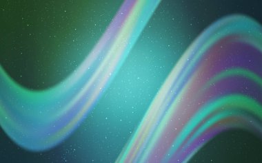 Açık mavi, galaksi yıldızları ile yeşil vektör arka plan.