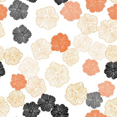 Çiçeklerle Açık Turuncu vektör dikişsiz doodle deseni.