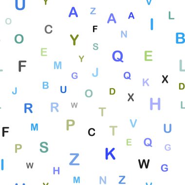 Açık Mavi, Abc sembolleri ile Yeşil vektör dikişsiz desen.