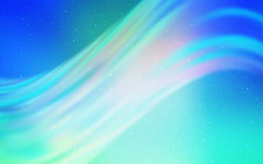 Açık mavi, galaksi yıldızları ile yeşil vektör arka plan.