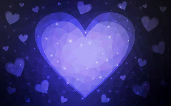 DARK BLUE vector  texture with lovely hearts. — Stock Vector