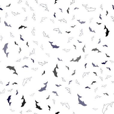 Koyu Pembe, Mavi vektör yunuslar ile sorunsuz şablon.