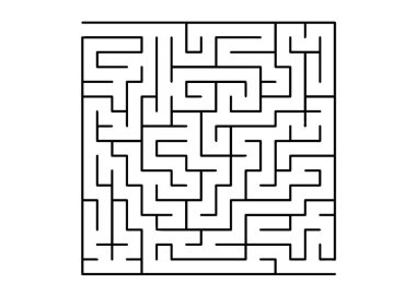Siyah labirente sahip beyaz vektör arkaplanı.
