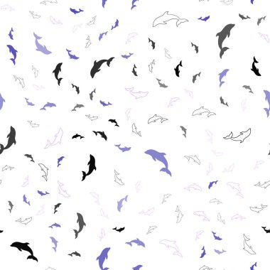 Açık Pembe, Mavi vektör yunuslar ile sorunsuz arka plan.