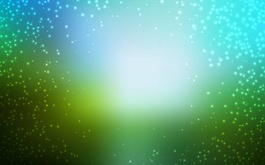 Açık mavi, yeşil vektör şablonu ile uzay yıldızları.