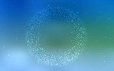 Açık mavi, galaksi yıldızları ile yeşil vektör arka plan.