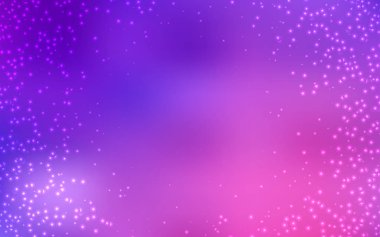 Açık mor, pembe vektör uzay yıldızları ile şablon.