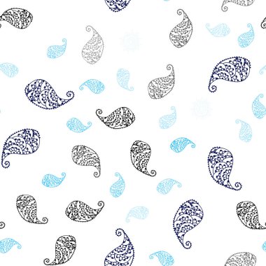 Yaprak ve çiçekler ile Açık Mavi vektör sorunsuz doğal sanat.