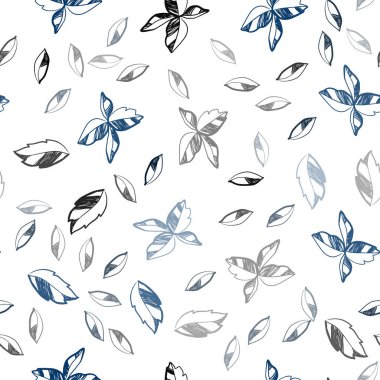 Yaprakları ile Koyu Mavi vektör dikişsiz doğal desen.