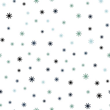 Açık Mavi, Buz kar taneleri ile Yeşil vektör sorunsuz şablon.