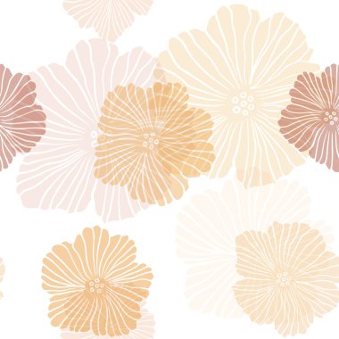 Çiçekli Açık Turuncu vektör dikişsiz zarif duvar kağıdı.