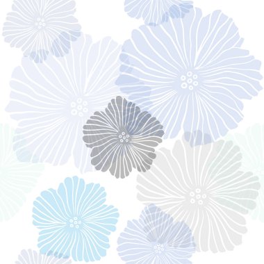 Açık Mavi, Yeşil vektör çiçeklerle kesintisiz doodle arka plan.