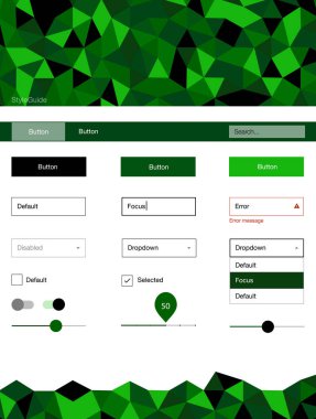 Mozaik ile Koyu Yeşil vektör tasarım ui kiti.