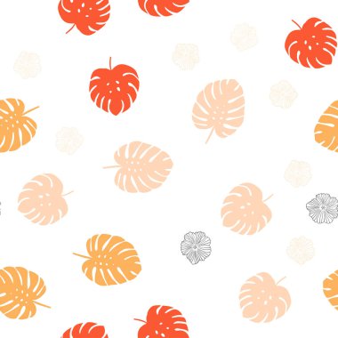 Çiçek, yaprak ile Açık Turuncu vektör dikişsiz zarif desen.