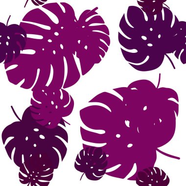 Koyu Pembe vektör yaprakları ile dikişsiz zarif desen.