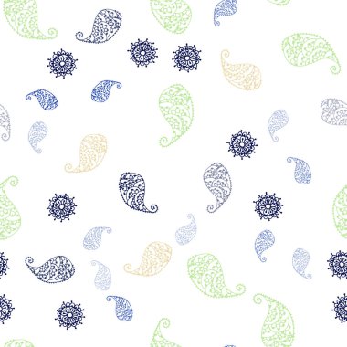 Açık Yeşil, Kırmızı vektör yaprak ve çiçekler ile sorunsuz doğal zemin.