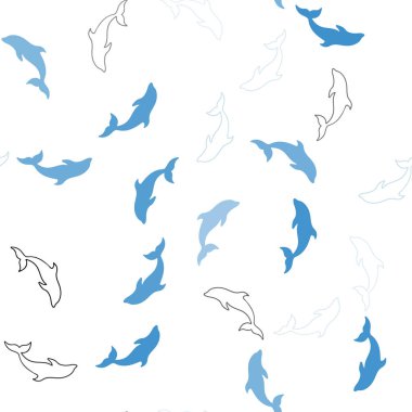 Açık Mavi, Okyanus yunusları ile yeşil vektör sorunsuz zemin.