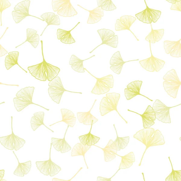 Vert clair, Vecteur jaune sans couture doodle toile de fond avec des feuilles . — Image vectorielle