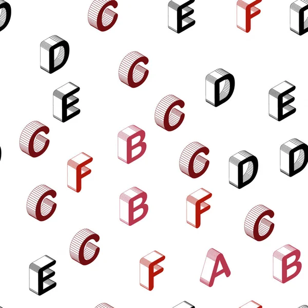 Light Red vector seamless template with 3D isolated letters. — Stock Vector