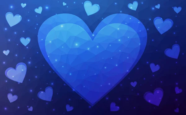 Textura vetorial azul escuro com corações adoráveis . — Vetor de Stock