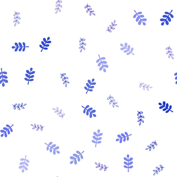 Rose clair, bleu vecteur sans couture fond doodle avec des feuilles . — Image vectorielle