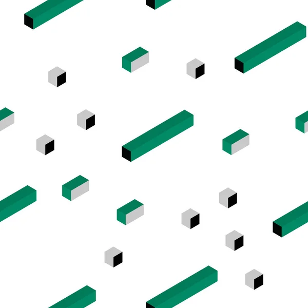 Vecteur vert foncé sans couture, motif isométrique dans le style carré . — Image vectorielle