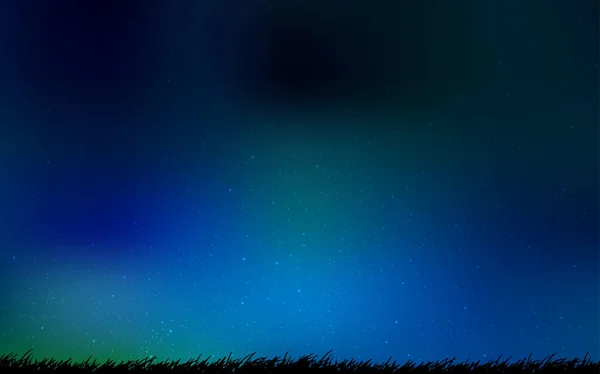 Azul oscuro, fondo vectorial verde con estrellas de galaxias . — Vector de stock