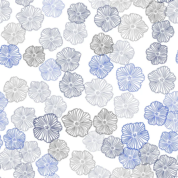 Ciemny niebieski wektor bezszwowy abstrakcyjny projekt z kwiatami. — Wektor stockowy