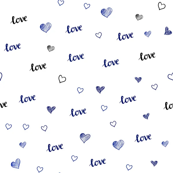 Σκούρο μπλε Διάνυσμα απρόσκοπτη φόντο με τη φράση αγάπη σας, καρδιές. — Διανυσματικό Αρχείο