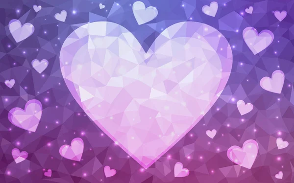 Violet clair, motif vectoriel rose avec des cœurs colorés . — Image vectorielle