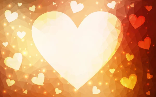 Donker oranje vector patroon met kleurrijke harten. — Stockvector