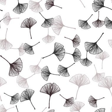 Yapraklarla açık Gri vektör dikişsiz karalama arka plan.