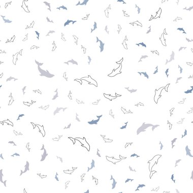 Yunuslar ile Açık Mor vektör dikişsiz doku.