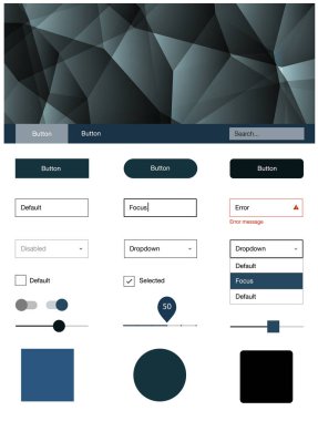 Üçgen tarzda Açık Mavi vektör ui ux kiti.