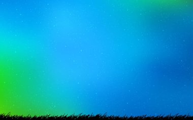 Açık mavi, yeşil vektör şablonu ile uzay yıldızları.