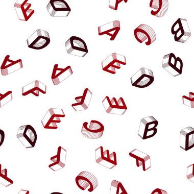 3d İngilizce sembolleri ile Hafif Kırmızı vektör dikişsiz zemin.