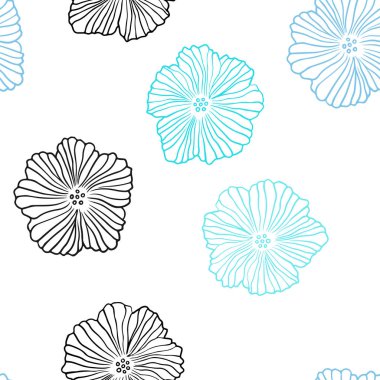 Çiçeklerle lacivert vektör sorunsuz soyut desen.